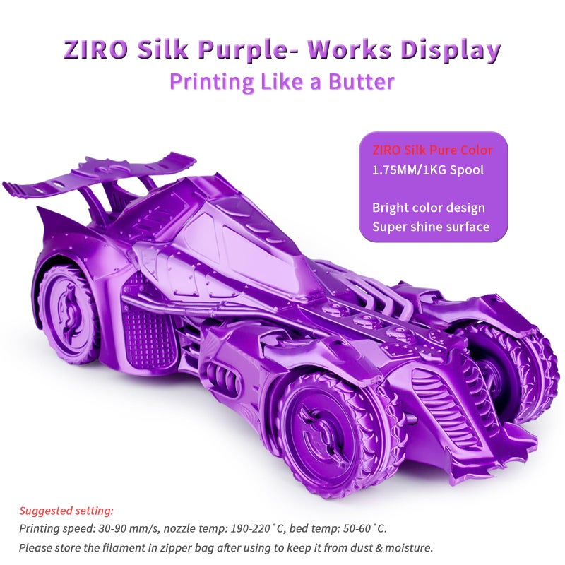 ZIRO 3D Printer Filament, Shine Glorry PLA Filament 1.75mm, Shining Silk 3D Printing Material, Fit Most Printers, Metal-Like 1KG/2.2lb Spool, Silky Purple - Image 2